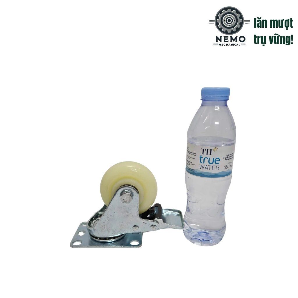 Bánh xe đẩy hàng nylon, mặt bích, cọc vít, chịu hóa chất, 7cm, 10cm, 12cm:
